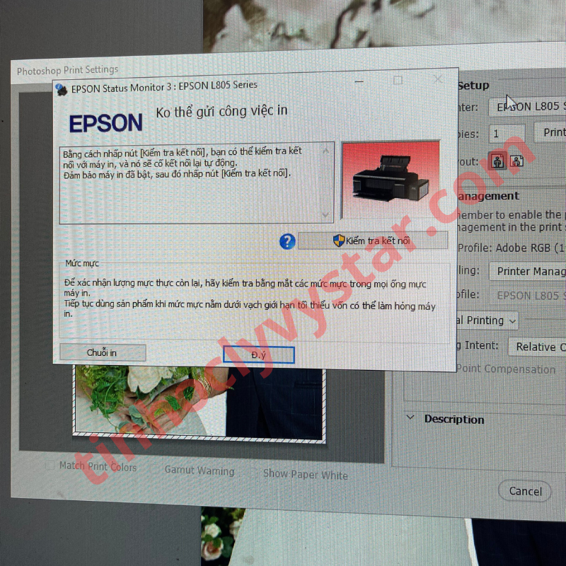 Lỗi máy in Epson L805 không nhận giấy. Máy in Epson L805 lỗi tự nhã giấy, không in được
