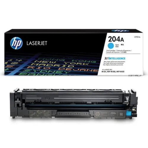 Hộp mựcmáy in laser HP 204A Cyan (CF511A) - Dùng cho máy in HP Color LaserJet Pro M154a - M154NW - M180N - M180FW