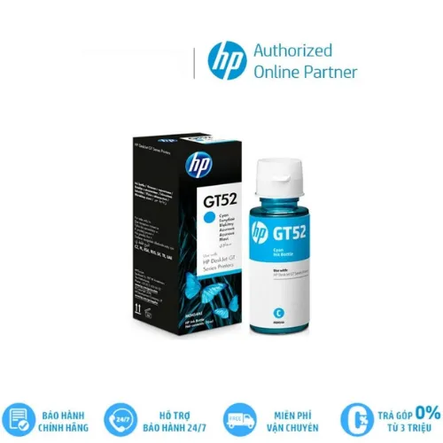 Mực máy in phun HP GT52 (M0H54AA) Cyan -  Dùng cho máy in HP DeskJet GT 5810 All In One Printer L9U63A/ HP DeskJet GT 5820 All in One Printer M2Q28A, Ink Tank 315, Ink Tank 415