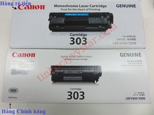 Hộp mực máy in canon 2900 chính hãng tại vũng Tàu Tem nhập khẩu trên vỏ hộp mực chính hãng