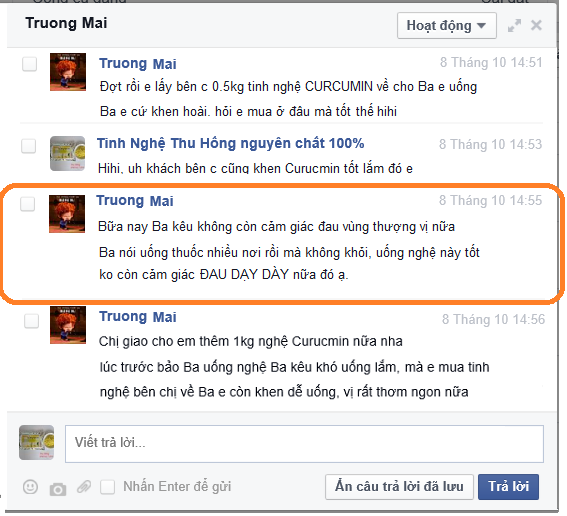 Tinh bột nghệ đen Thu Hồng chữa đau dạ dày