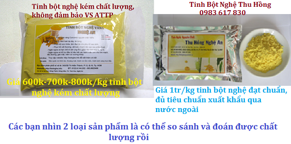 So sánh 2 loại TINH BỘT NGHỆ So sánh 2 loại TINH BỘT NGHỆ