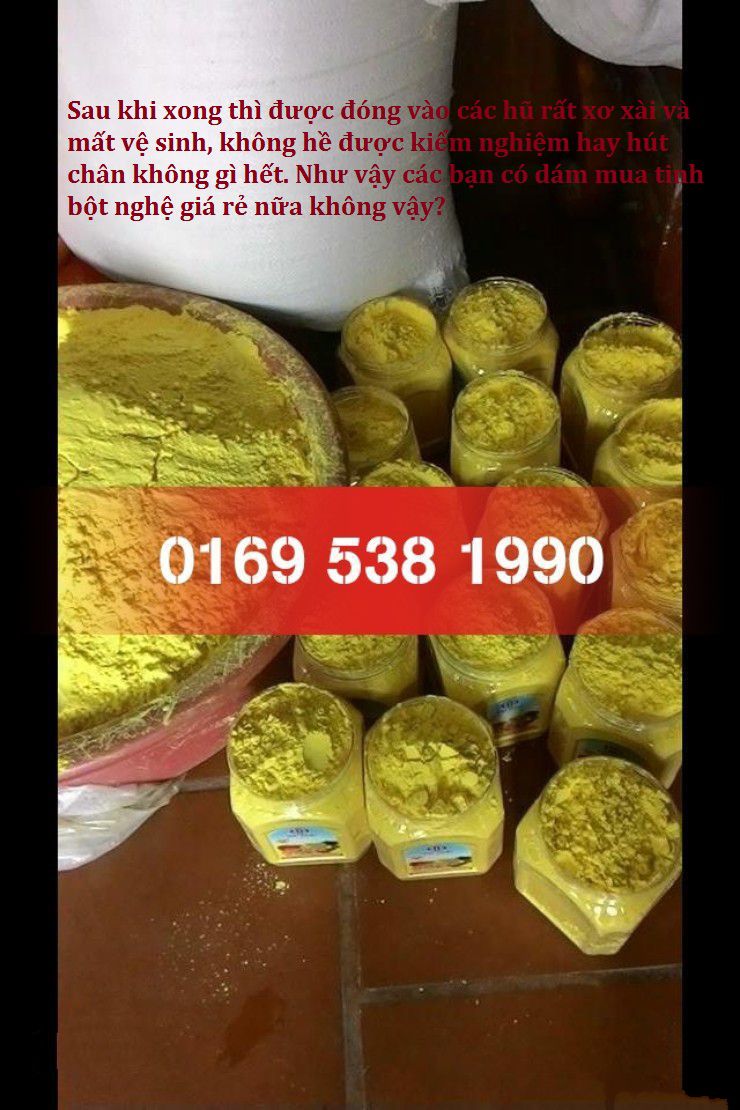 Tinh nghệ đã khô đóng vào hũ nhựa không đảm bảo vệ sinh và bán ra ngoài thị trường Tinh nghệ đã khô đóng vào hũ nhựa không đảm bảo vệ sinh và bán ra ngoài thị trường