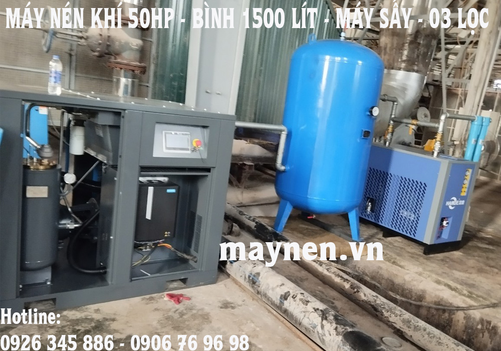 lắp đặt máy nén khí Hande 50hp biến tần