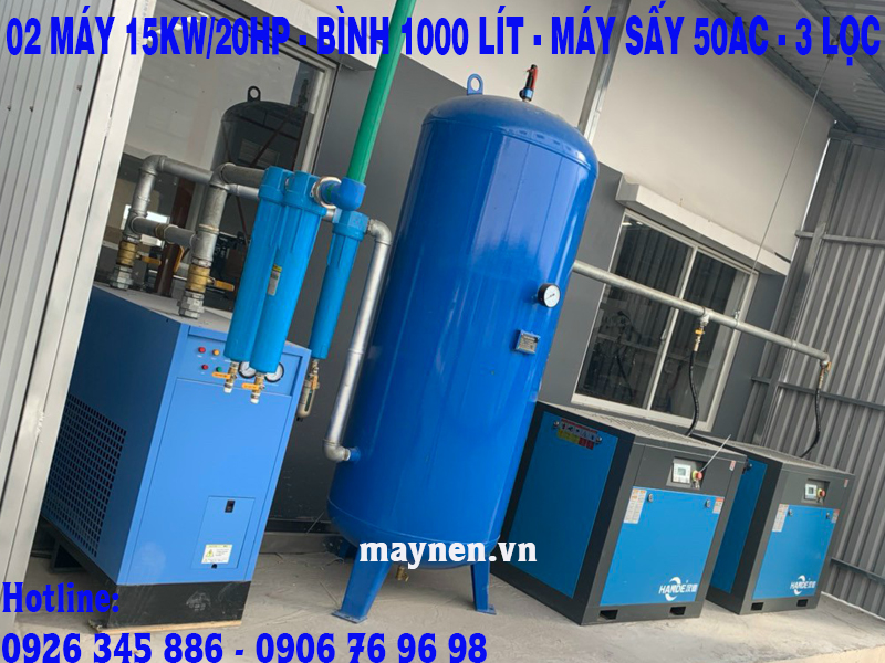 lắp đặt máy nén khí Hande 20hp