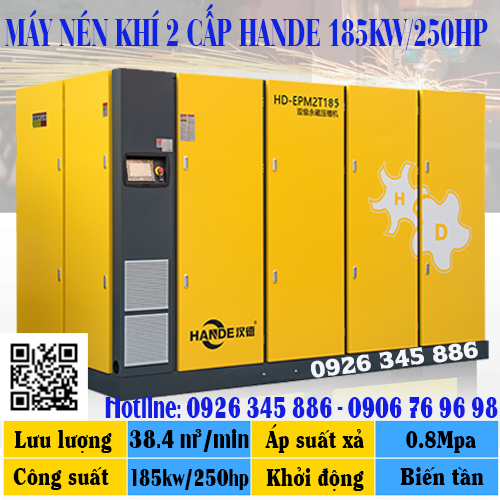 máy nén khí 2 cấp biến tần Hande 185kw - 250hp