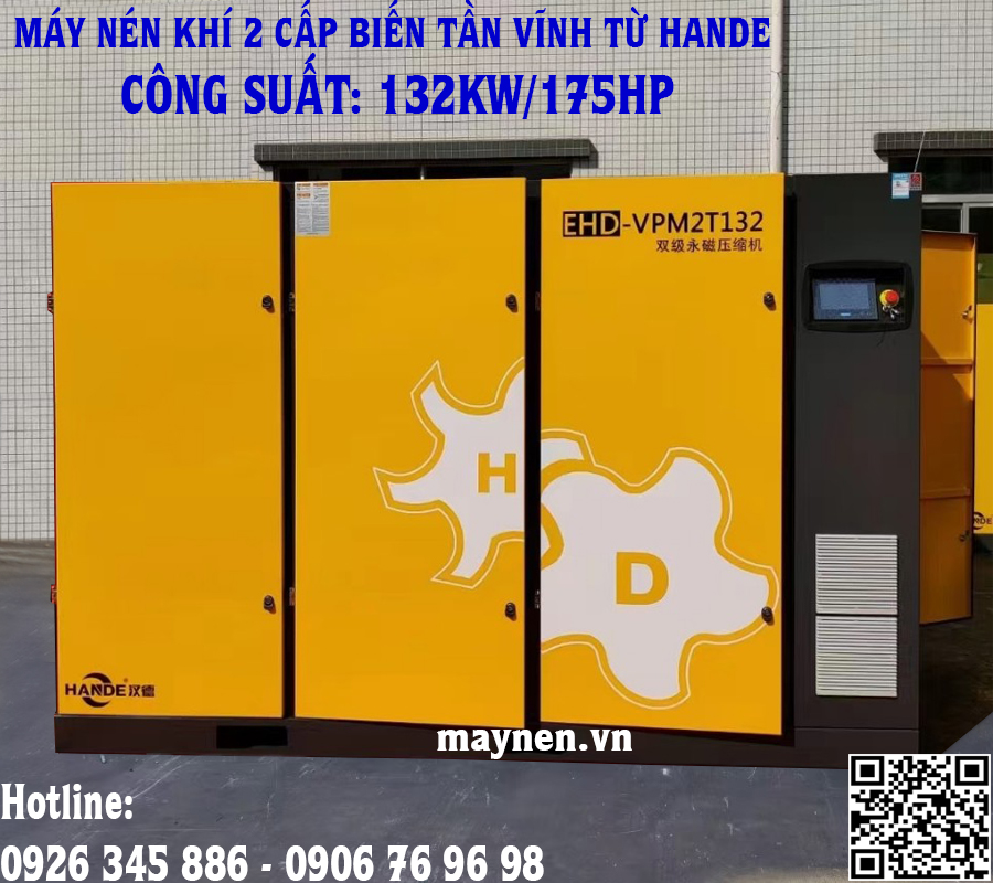 biến tần máy nén khí 2 cấp Hande 175hp