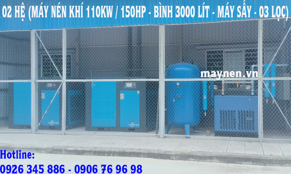 lắp đặt máy nén khí Hande 150hp