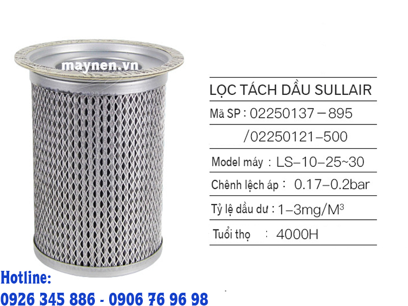 Lọc tách dầu máy nén khí Sullair 02250137-895