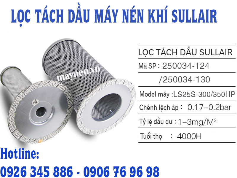 Lọc tách dầu Sullair 250034-124  & 250034-130
