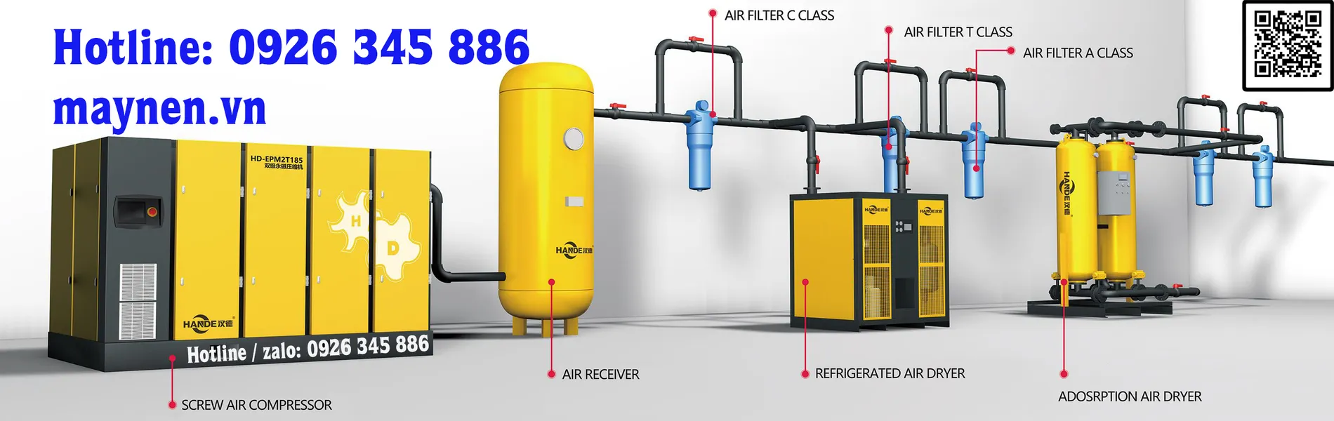 lắp đặt hệ thống máy nén khí trục vít