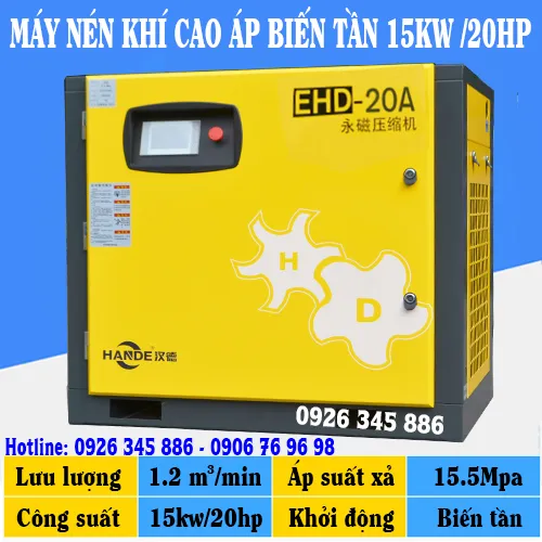 Máy Nén Khí Biến Tần 20HP Áp 16 Bar 