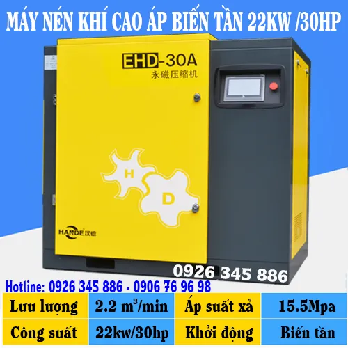 Máy Nén Khí Biến Tần 30HP Áp 16 Bar 