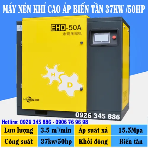 Máy Nén Khí Biến Tần 50HP Áp 16 Bar 
