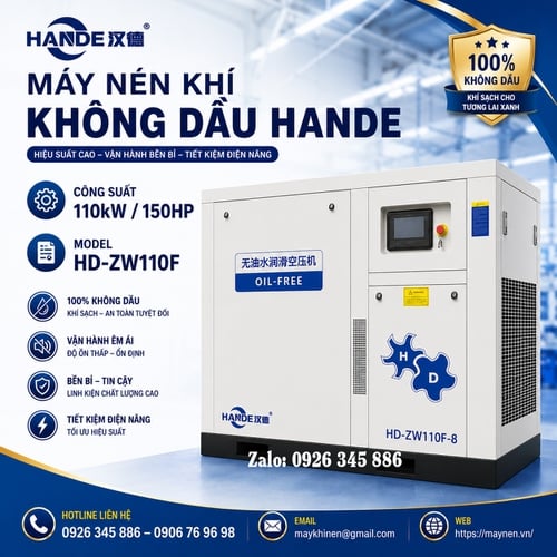 Máy Nén Khí Không Dầu Hande 150hp