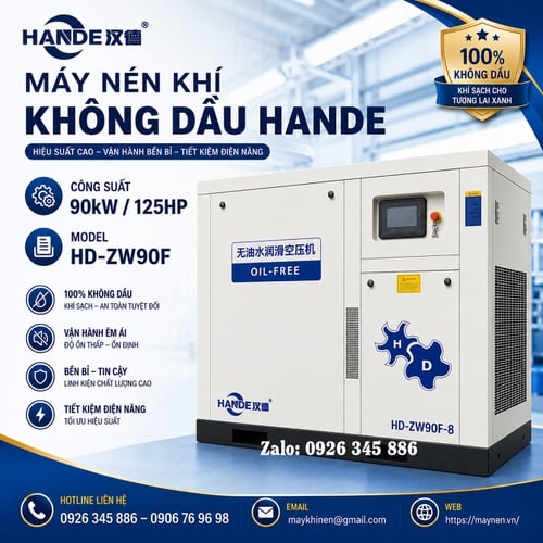 Máy Nén Khí Không Dầu Hande 125hp 
