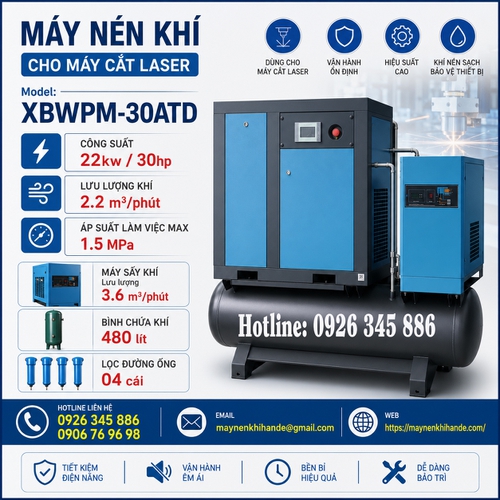 Máy Nén Khí Xinlei 22KW Cho Máy Cắt Laser 