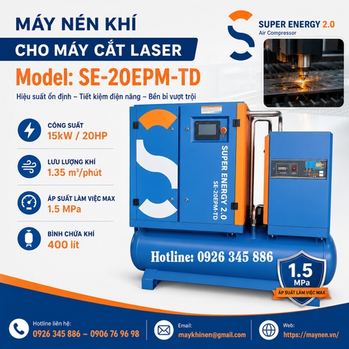 Máy nén khí cho máy cắt laser 20hp