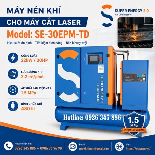 Máy nén khí cho máy cắt laser 30hp