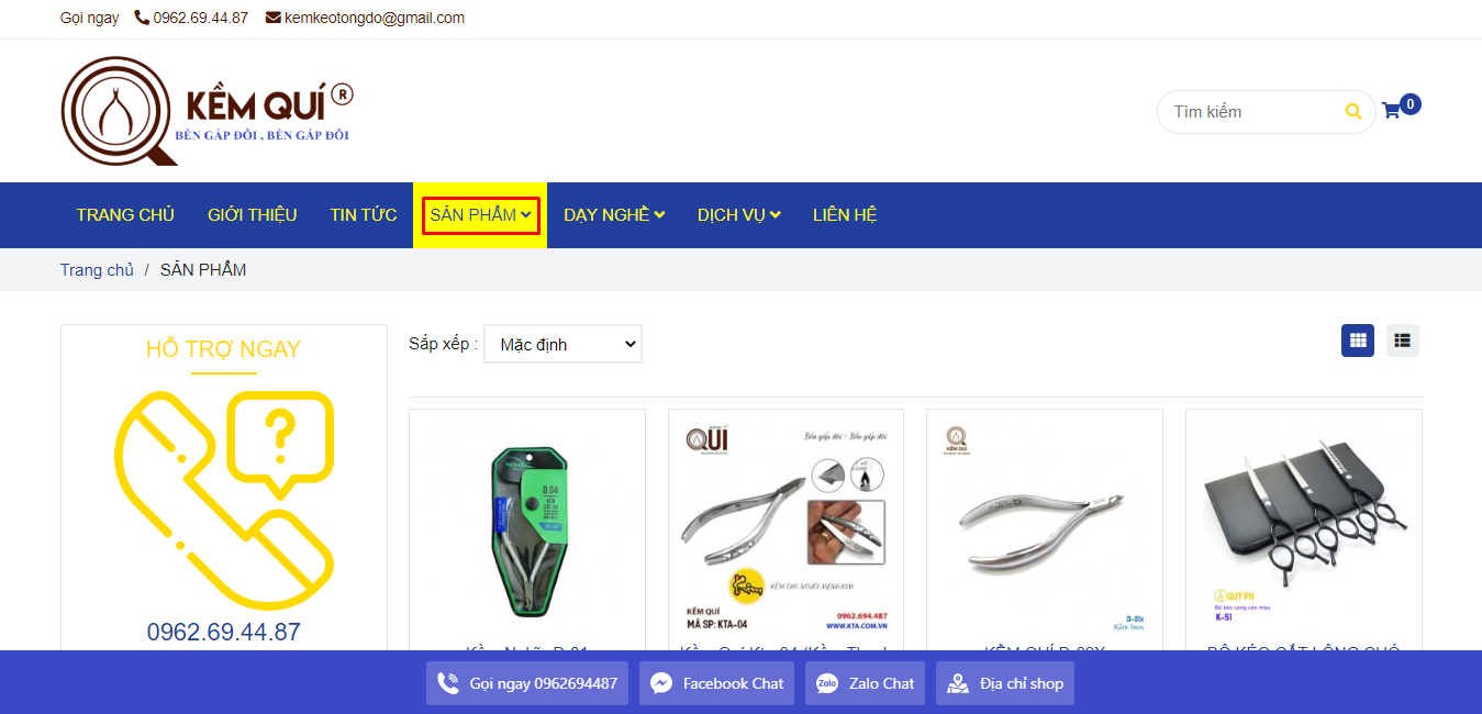 Menu sản phẩm kềm kéo tông đơ Menu sản phẩm kềm kéo tông đơ