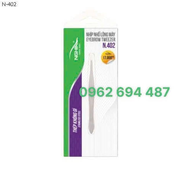 Kềm Nghĩa N.402 - Nhíp Nhổ Lông Mày Đầu Xéo Inox