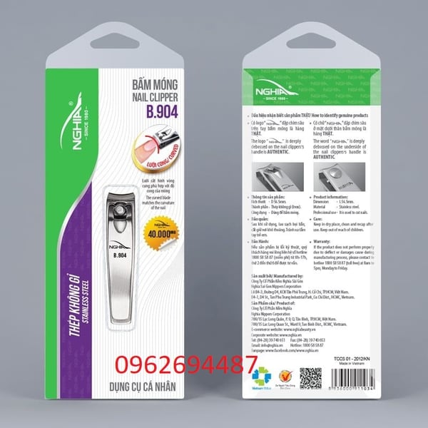 Kềm Nghĩa B.904 - Bấm Móng Tay Lưỡi Cong Loại Nhỏ