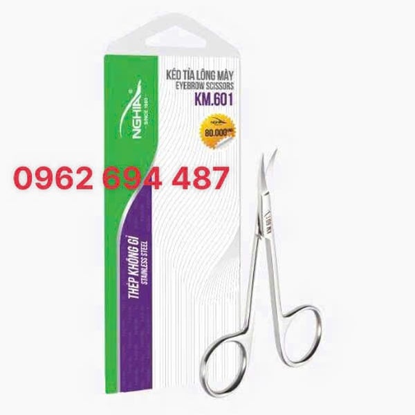 Kềm Nghĩa KM.601 - Kéo Cắt Tỉa Lông Mày Mũi Cong Nhọn Thép Không Gỉ