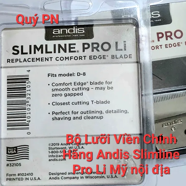 Bộ Lưỡi Viền Chính Hãng Andis Slimline Pro Li Mỹ nội địa