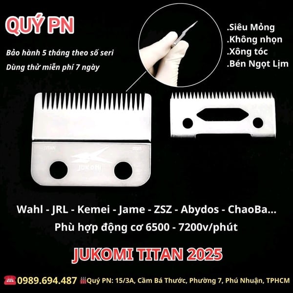 Lưỡi đơn Jukomi Titan 2025 cắt tóc cao cấp (đã mài xẻ)