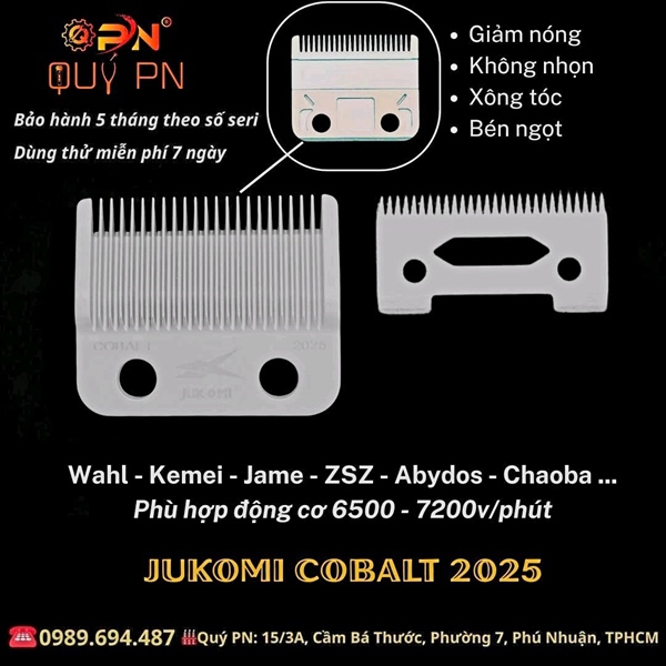 Bộ lưỡi đơn cắt tóc Jukomi Cobalt khung lược (lưỡi sọc) 2025 cao cấp (đã mài xẻ)(WAHL, Madeshow, Kemei, Jame, Abydos, ChaoBa, ZSZ...) 