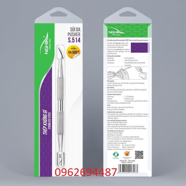 Kềm Nghĩa S.514 - Sủi Da 2 Đầu Thép Không Gỉ Cao Cấp