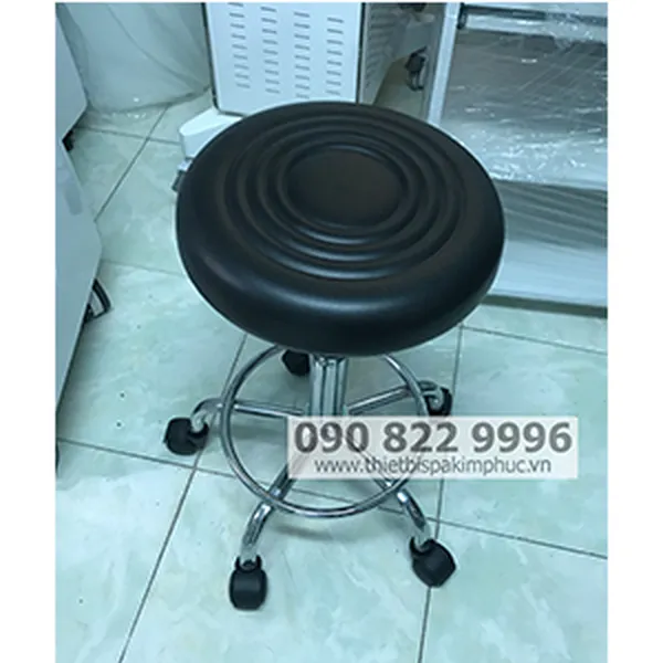 Ghế Nhân Viên Spa Chân Inox Có Bánh Xe