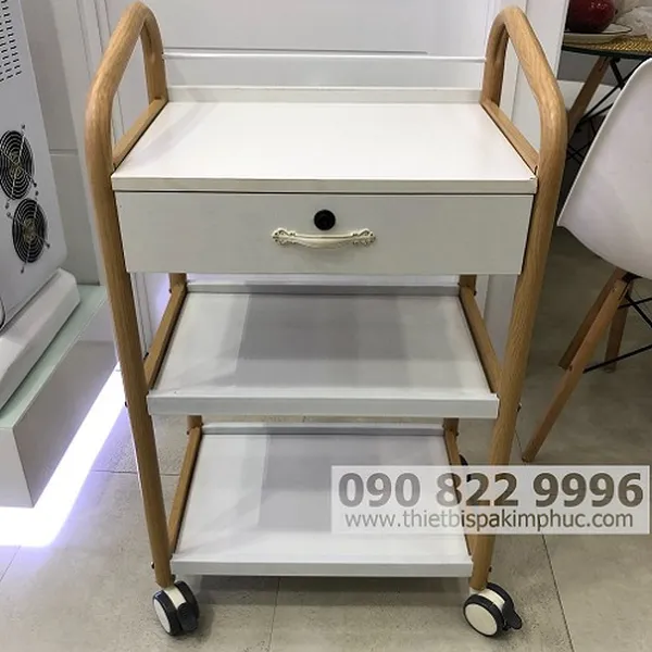 Xe Đẩy Dụng Cụ Spa 3 Tầng Có Học Tủ