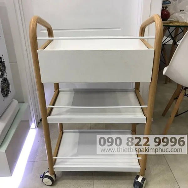 Xe Đẩy Dụng Cụ Spa 3 Tầng Có Học Tủ