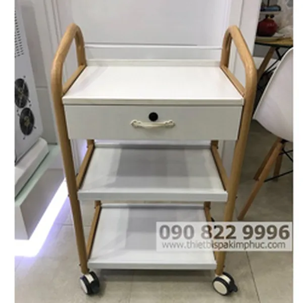 Xe Đẩy Dụng Cụ Spa 3 Tầng Có Học Tủ