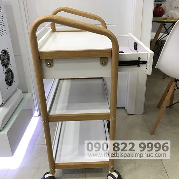 Xe Đẩy Dụng Cụ Spa 3 Tầng Có Học Tủ