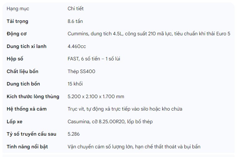 XE BỒN CÁM TRỤC VÍT JAC N900E5