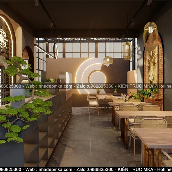 Thiết kế thi công nội thất nhà hàng chay -Vinhome GrandPark