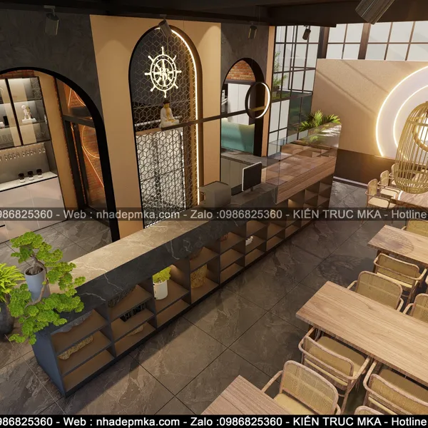 Thiết kế thi công nội thất nhà hàng chay -Vinhome GrandPark