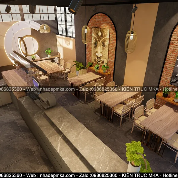 Thiết kế thi công nội thất nhà hàng chay -Vinhome GrandPark