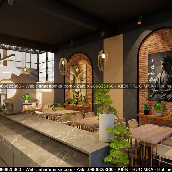 Thiết kế thi công nội thất nhà hàng chay -Vinhome GrandPark