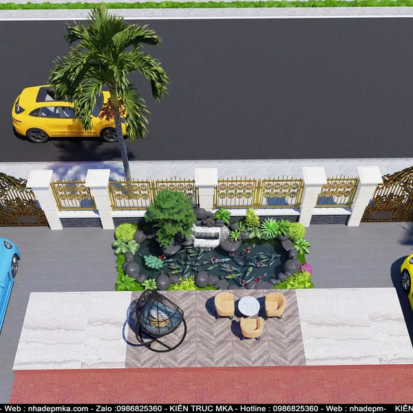 Thiết kế hồ koi sân vườn chú Tùng