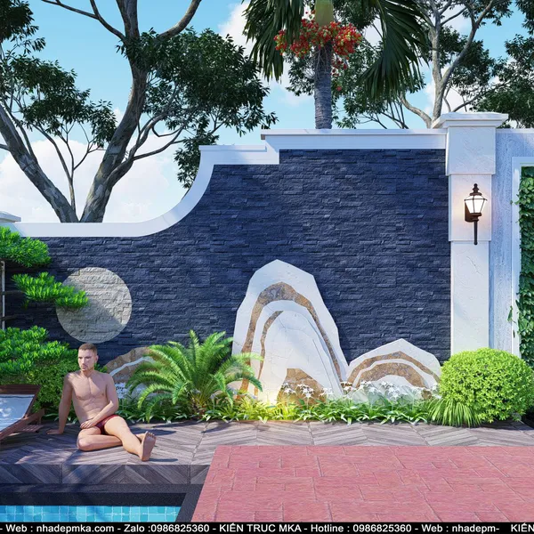 Thiết kế hồ koi sân vườn chú Tùng