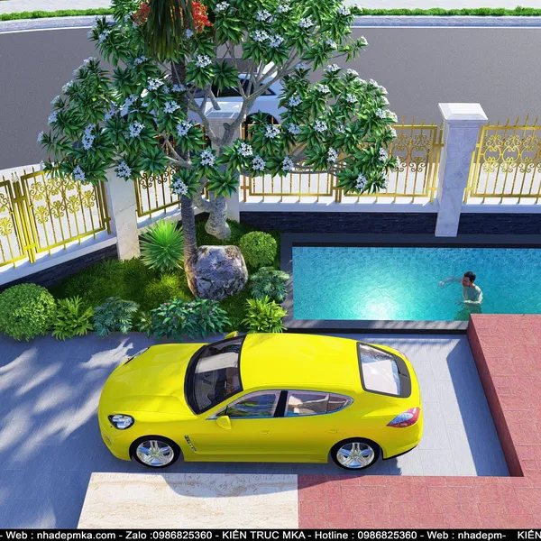 Thiết kế hồ koi sân vườn chú Tùng