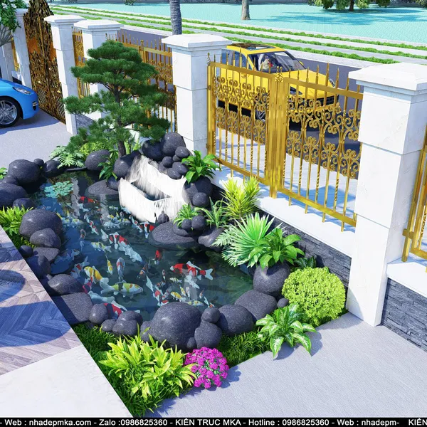 Thiết kế hồ koi sân vườn chú Tùng