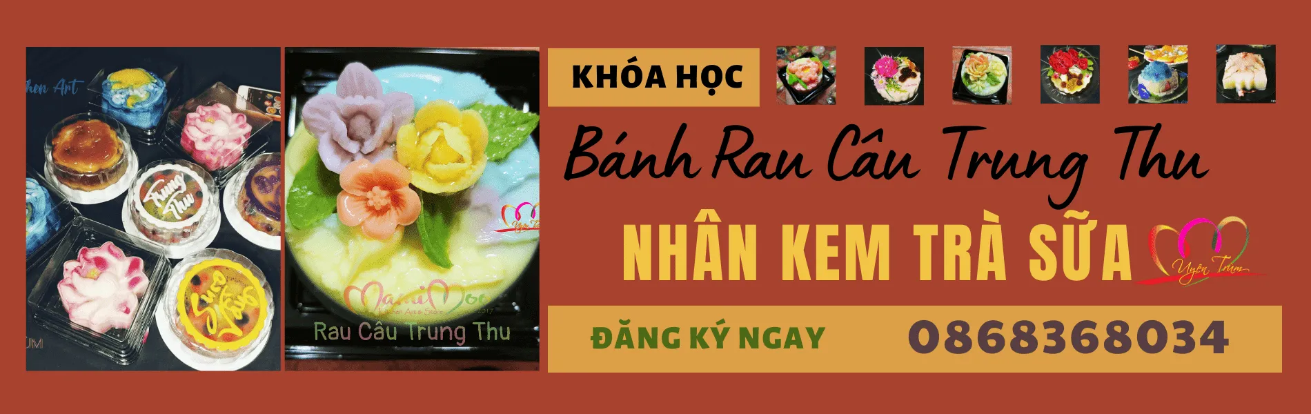 Khóa Học Bánh Rau Câu Trung Thu Nhân Kem Trà Sữa 