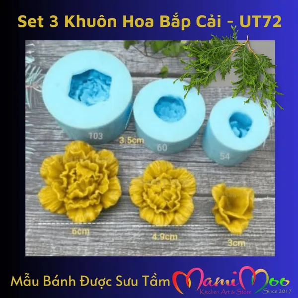 Khuôn Silicon Set 3 Hoa Bắp Cải - UT72