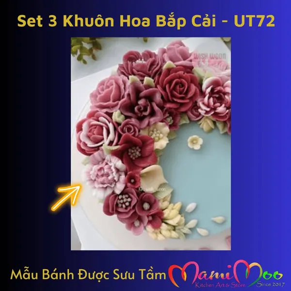 Khuôn Silicon Set 3 Hoa Bắp Cải - UT72