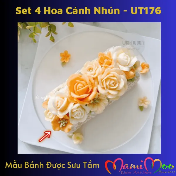 Khuôn Silicon Set 4 Hoa Cánh Nhún - UT176
