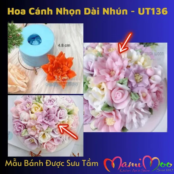 Khuôn silicon hoa cánh nhọn dài nhún - UT136